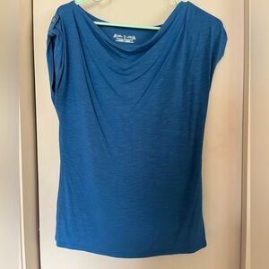 Royal Blue Royal Robbins Fitted Roll Sleeve Cowl Neck Top, Women’s Medium